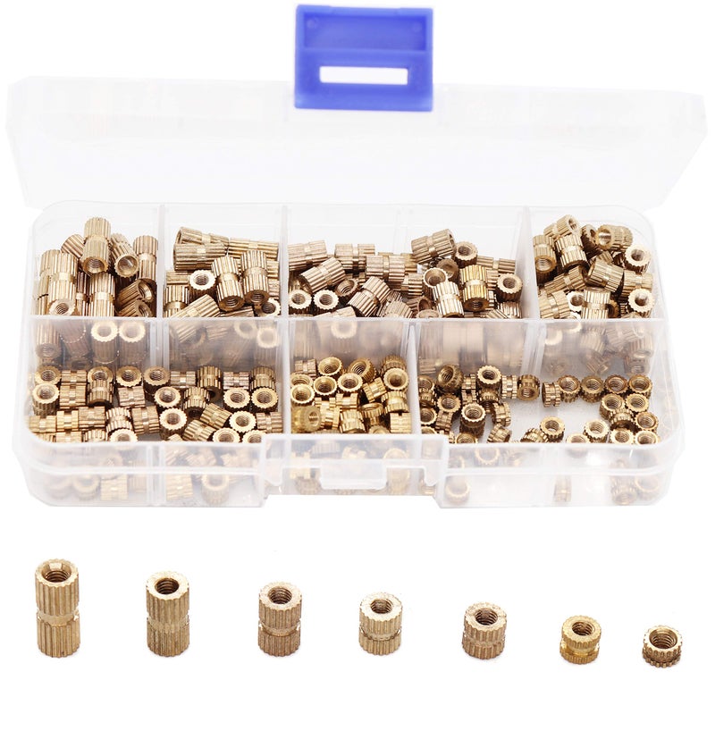 binifiMux 300pcs M3 Knurled Threaded Inserts, Brass Female Press in Embedment Heat Set Nuts Assortment Kit for Laptop 3D Printer Plastic - Image 1